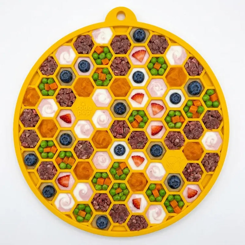 Honeycomb Design Emat - Enrichment Lick Mat for Dogs and Cats - with Suction Cups | USA Made