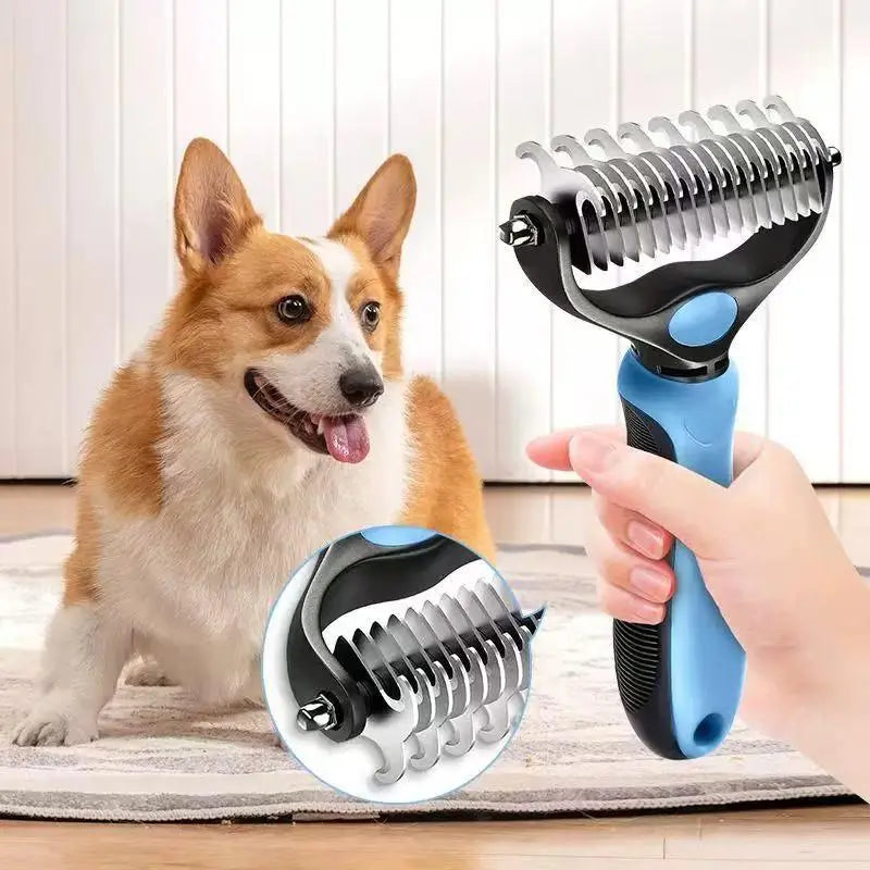 Pet Dematting Undercoat Rake, Double-Sided Deshedding Brush for Dogs & Cats, Pain-Free Tangle Remover, Reduces Shedding & Mats, Grooming Tool, #Summervibers,#