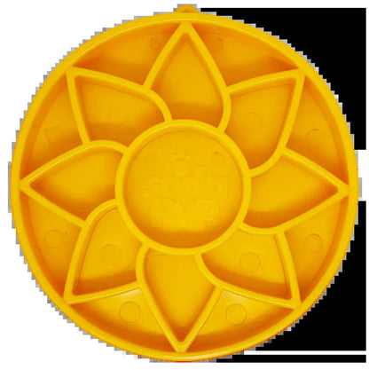 Sunflower Softie Etray Slow Feeder Dog Bowl | Soft Shallow Lick Mat | Yellow & Purple | USA Made