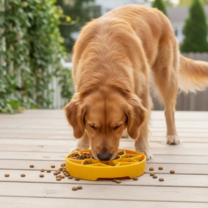 Sunflower Softie Etray Slow Feeder Dog Bowl | Soft Shallow Lick Mat | Yellow & Purple | USA Made