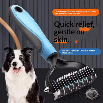 Pet Dematting Undercoat Rake, Double-Sided Deshedding Brush for Dogs & Cats, Pain-Free Tangle Remover, Reduces Shedding & Mats, Grooming Tool, #Summervibers,#