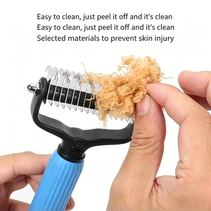 Professional Pet Detangling Comb and Double-Sided Grooming Brush for Dogs and Cats with One-Click Clean Undercoat Rake for Shedding Mats